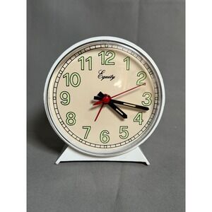 Equity Wind Up Alarm Clock White Analog Luminous Glow in the Dark Mechanical